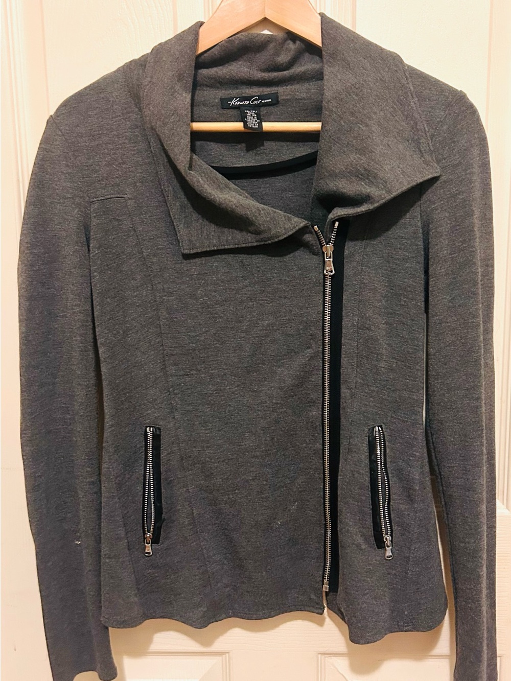 Kenneth Cole New York Charcoal Asymmetrical Zip Utility Jacket